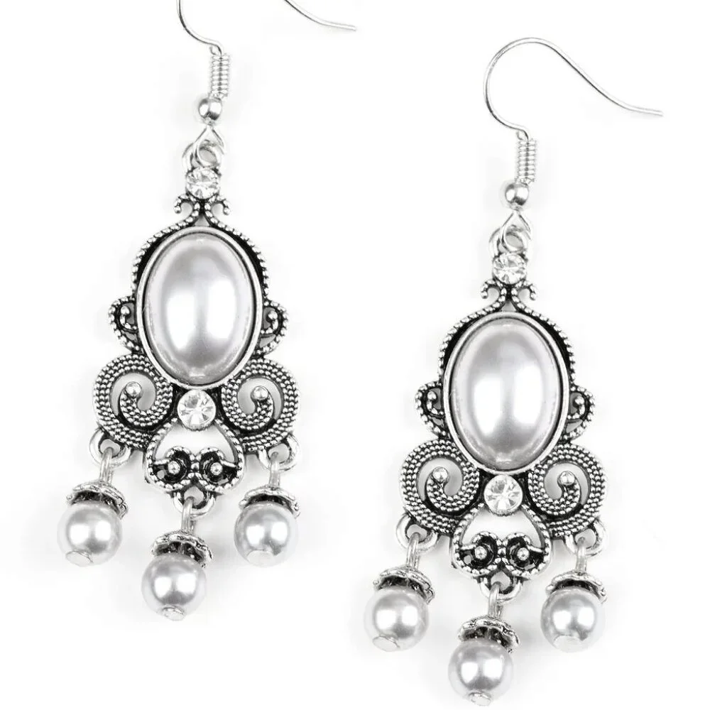 Paparazzi Jewelry Accessories - I Better Get GLOWING - Silver Earrings - Vintage